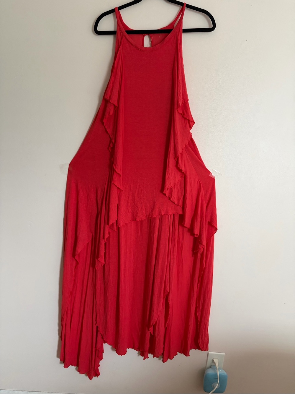 Free People Red Asymmetrical Ruffled Maxi Dress